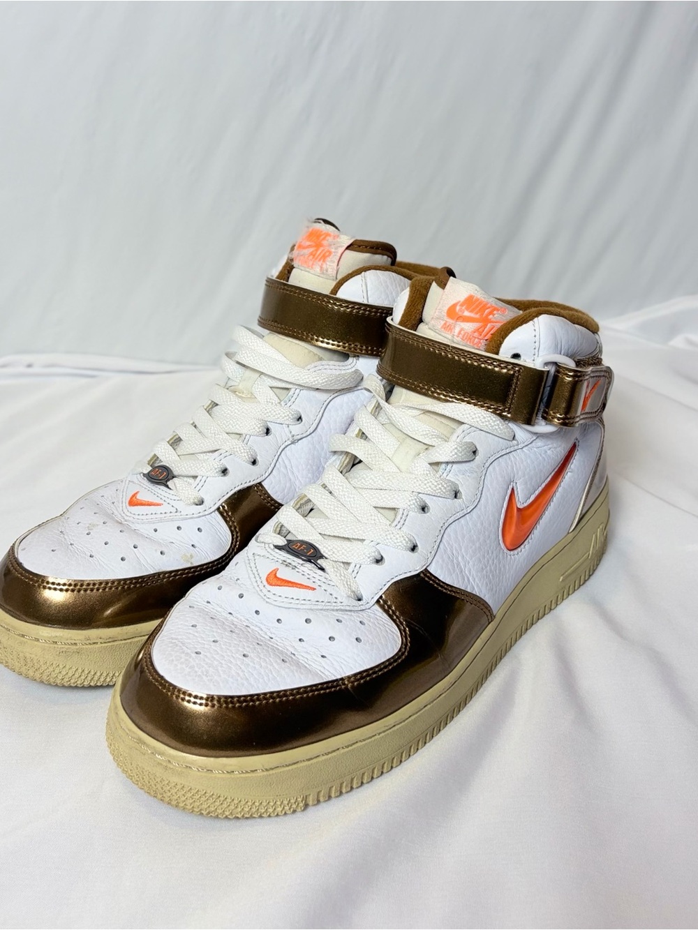 Nike Air Force 1 Mid ’07 LX Vintage White Bronze Orange Men’s 9.5